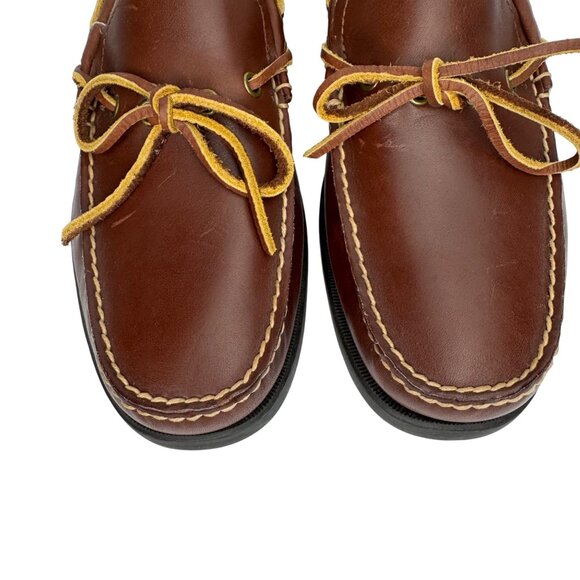 Eastland Brown Leather Boat Shoes‎ Moc Toe & Lace Detail Style Yarmouth Size 10W - Picture 7 of 12